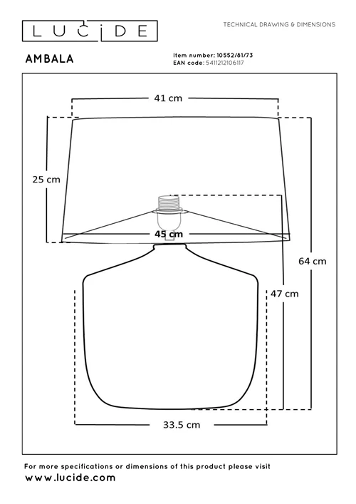 Lucide AMBALA - Tafellamp - Ø 45 cm - 1xE27 - Naturel | Premium - technisch